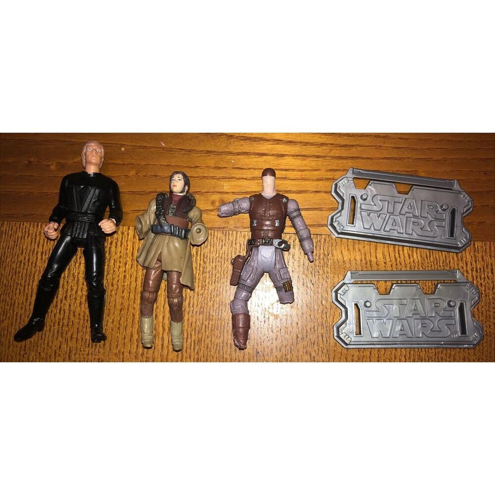 Star Wars 1998 Princess Leia Bounty Hunter Luke Skywalker Jedi Force Lot Stands